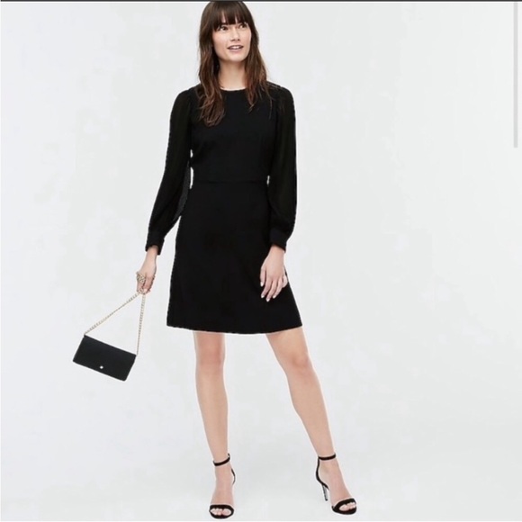J. Crew Dresses & Skirts - J.Crew Pleated Long Sheer Sleeve A-Line Dress.  Worn only once.  Elegant dress!